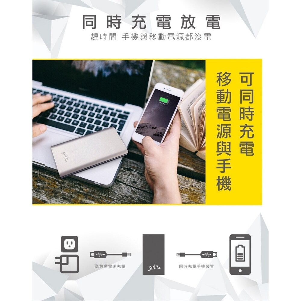 【全新品】STAR 太空13000移動電源 行動電源 行充 同時充電放電 大容量 鋁合金 重量輕-細節圖5