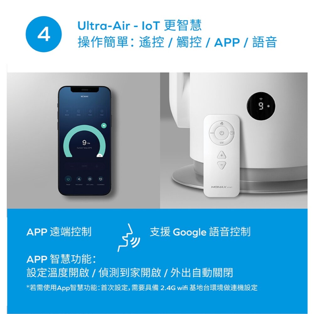 【全新品】Momax UItra-Air IoT UV-C 淨化風扇 (AP6S) 空氣淨化器 寧靜操作 創宇通訊-細節圖7