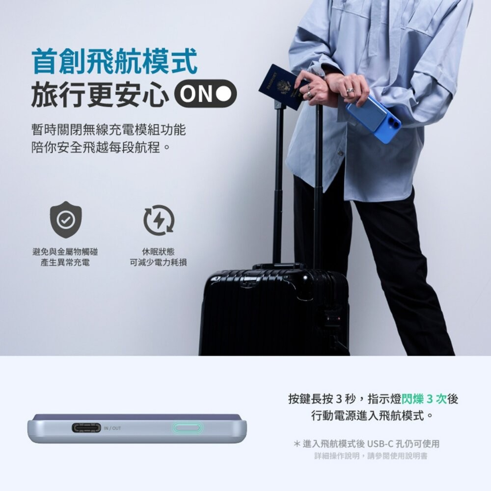 【全新品】ADAM 亞果元素 VIONTA L10 超薄型磁吸行動電源 首創飛航模式 贈60W傳輸線 創宇通訊-細節圖5