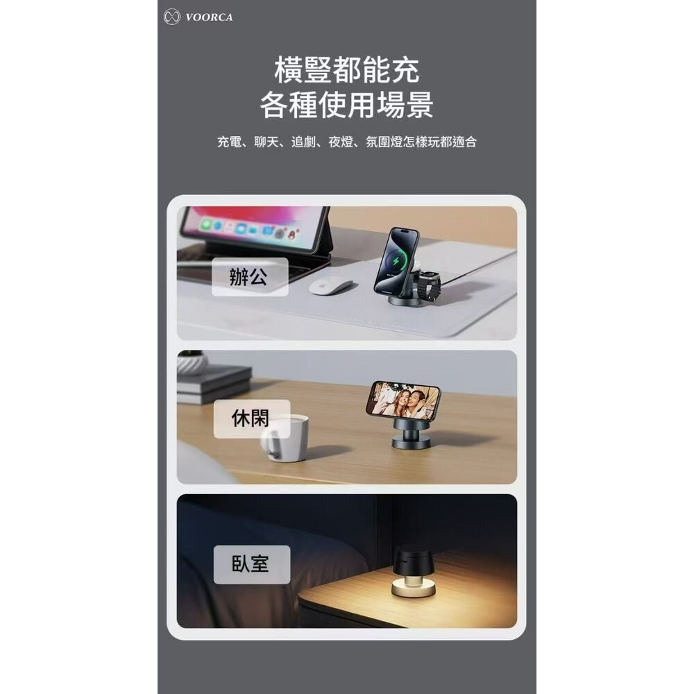 【全新品】VOORCA 蘑菇燈三合一充電器 MagSafe磁吸充電 無線充電座 辦公室 桌面好物 創宇通訊-細節圖7