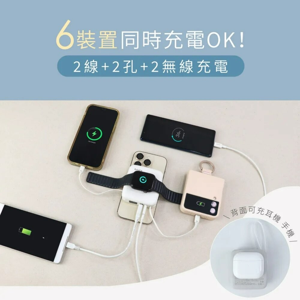 【全新品】KINYO 8in1小方糖大容量雙線行動充 PD QC 自帶線 無線充電 創宇通訊-細節圖6