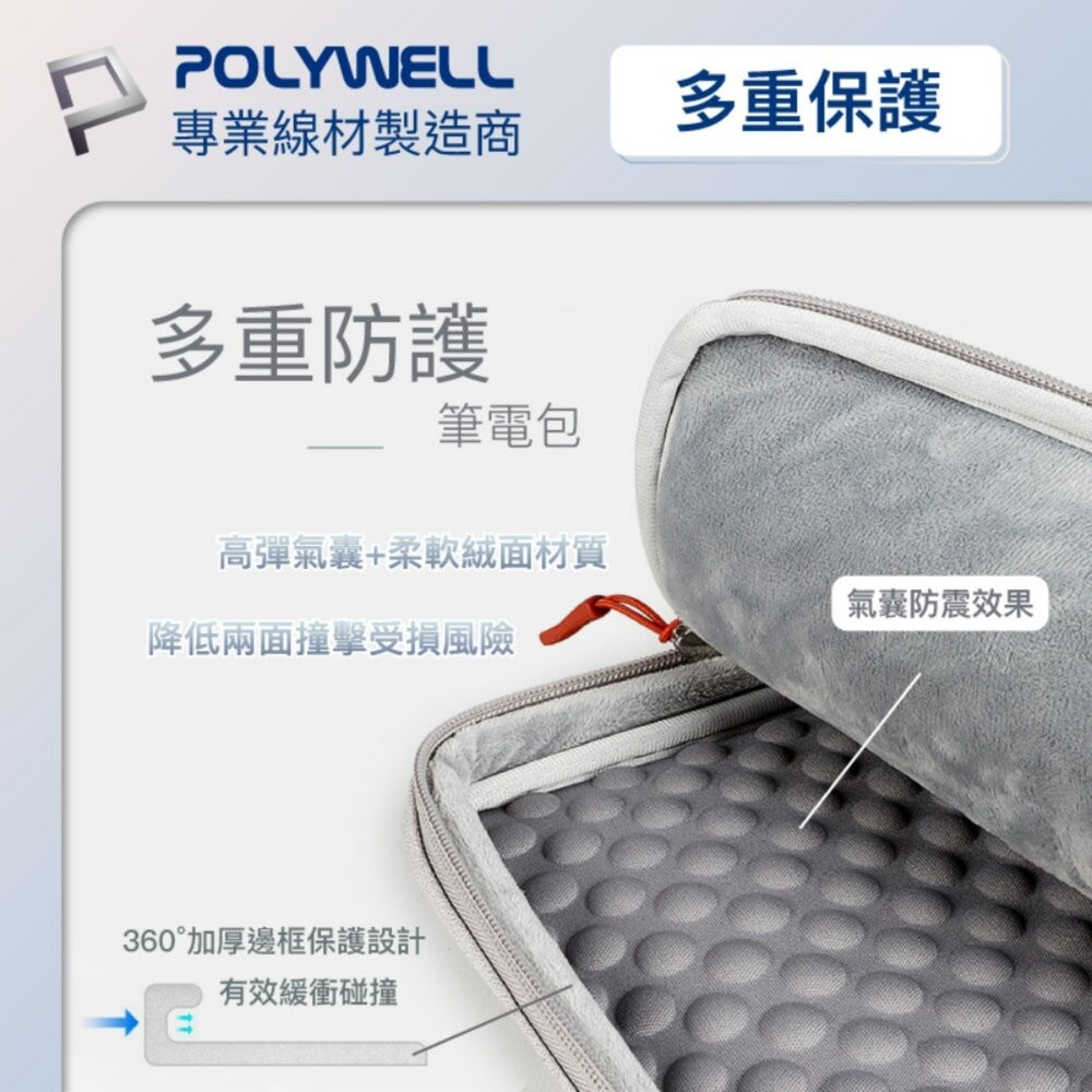 【全新品】POLYWELL 手提筆電收納包 14吋 15吋 防撥水 筆電收納 平板收納 辦公 出差 行李箱 創宇通訊-細節圖8