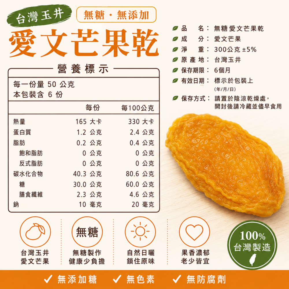 果乾臻選100g禮盒｜無糖愛文芒果乾＋鳳梨果乾／珍珠芭樂果乾｜台灣水果乾｜健康伴手禮｜送禮推薦-細節圖3
