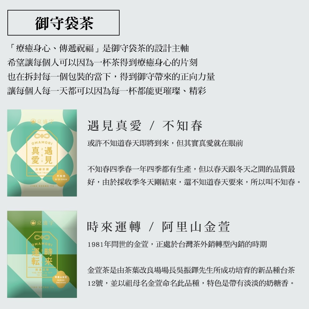 【Jing Sheng Yu 京盛宇】十全十美御守袋茶鐵盒-20入茶包(十款好茶與祝福/附提袋/年節送禮推薦)-細節圖3