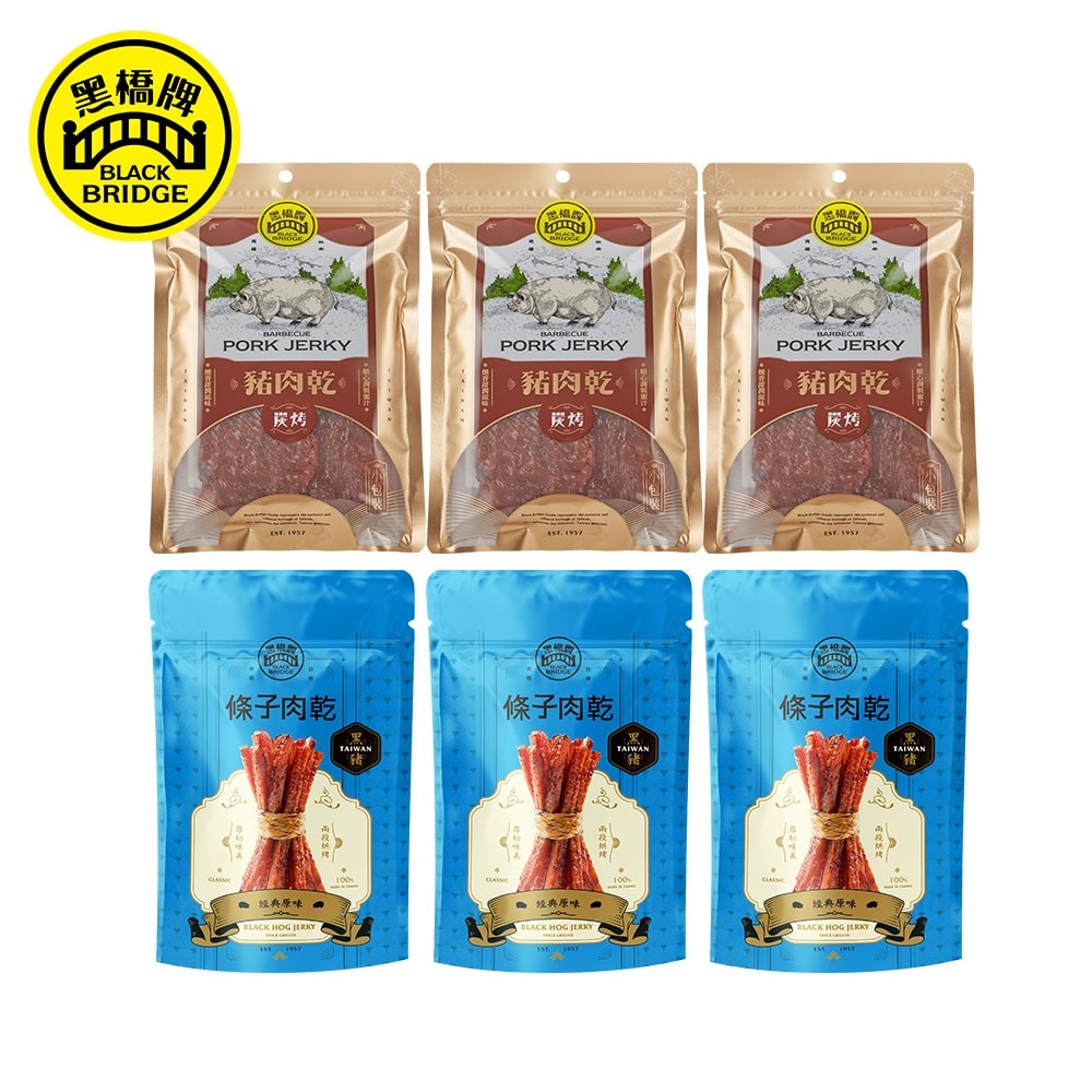 【黑橋牌】經典蜜汁切片肉乾+超人氣黑豬條子肉乾，六件組-細節圖7