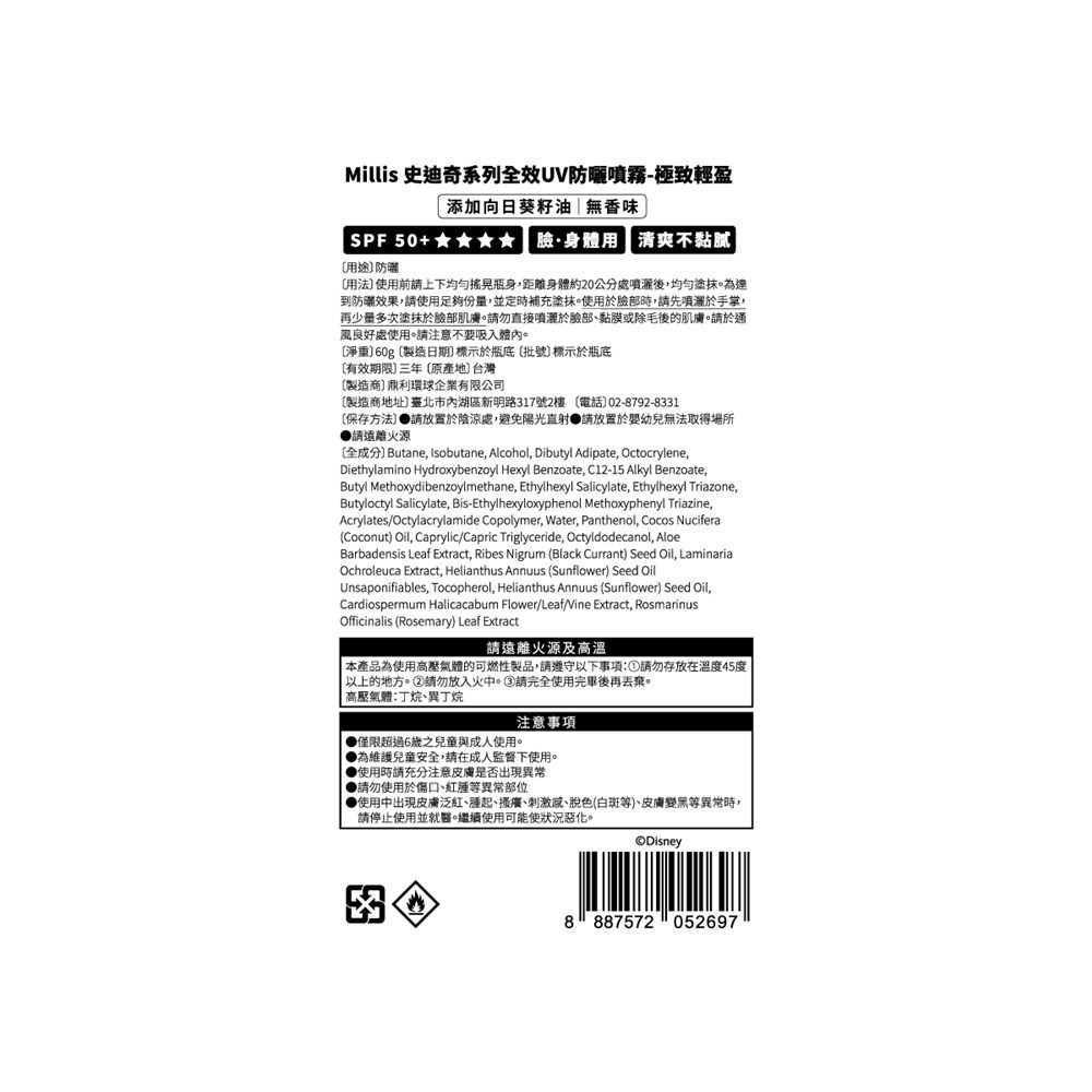 【Millis】史迪奇系列防曬噴霧60g-細節圖3