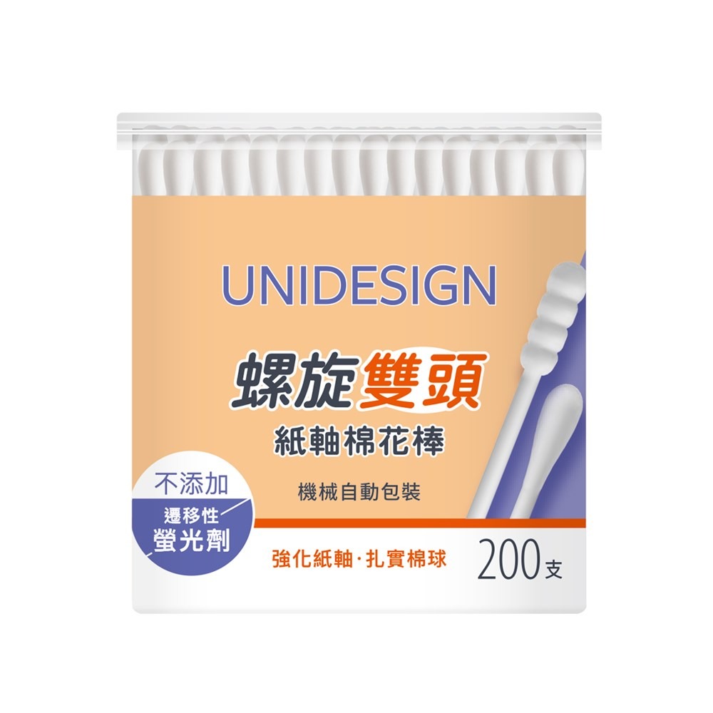 【UNIDESIGN】白色紙軸螺旋雙頭棉花棒（200支/罐）x10罐-細節圖3