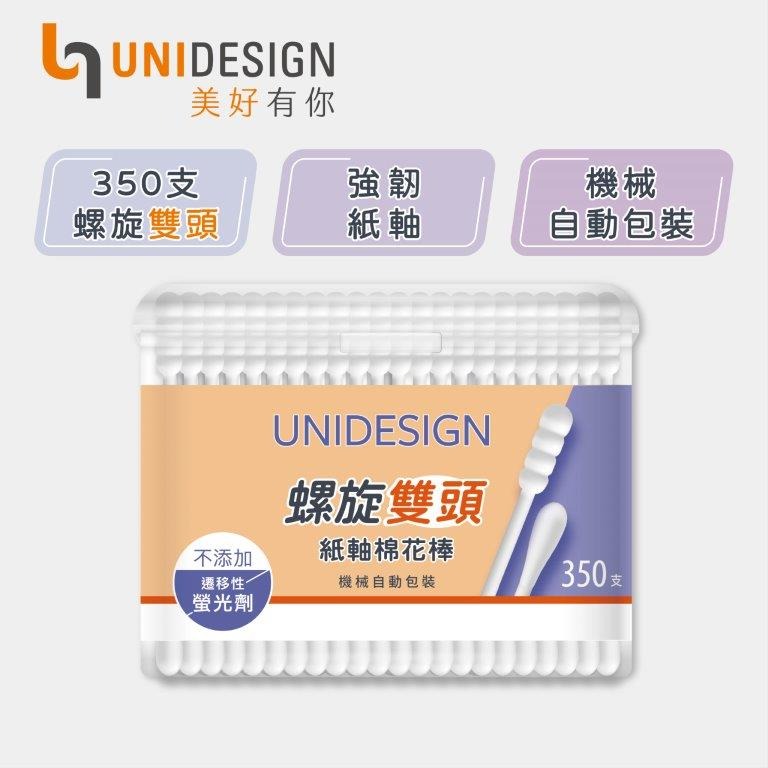 【UNIDESIGN】白色紙軸螺旋雙頭棉花棒（350支/罐）x10罐-細節圖2