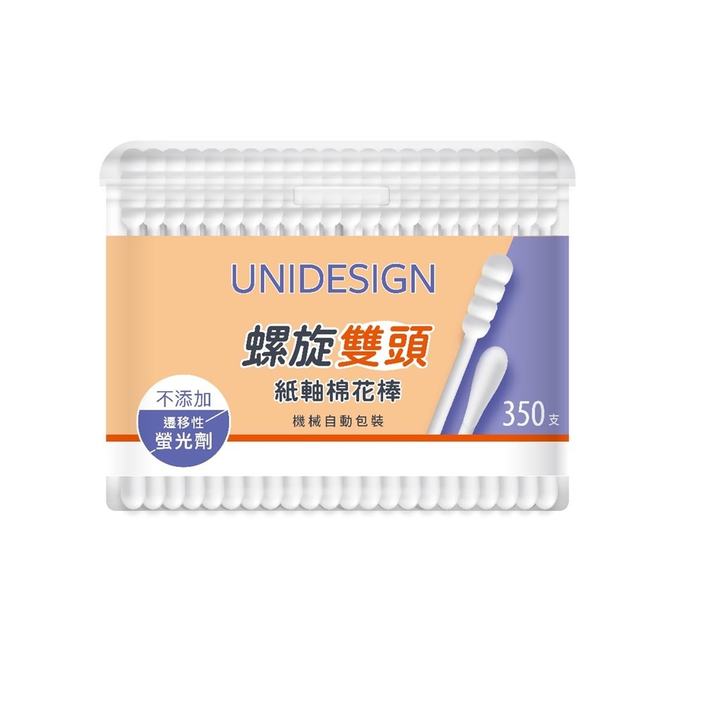 【UNIDESIGN】白色紙軸螺旋雙頭棉花棒（350支/罐）x10罐-細節圖3
