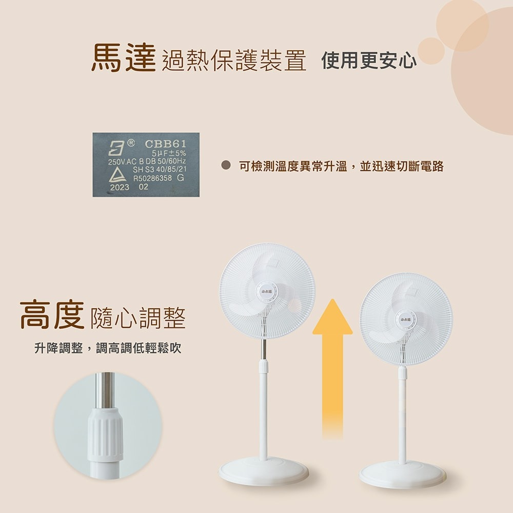 【小太陽】16吋二合一直立式擺頭風扇TF-1899-細節圖5