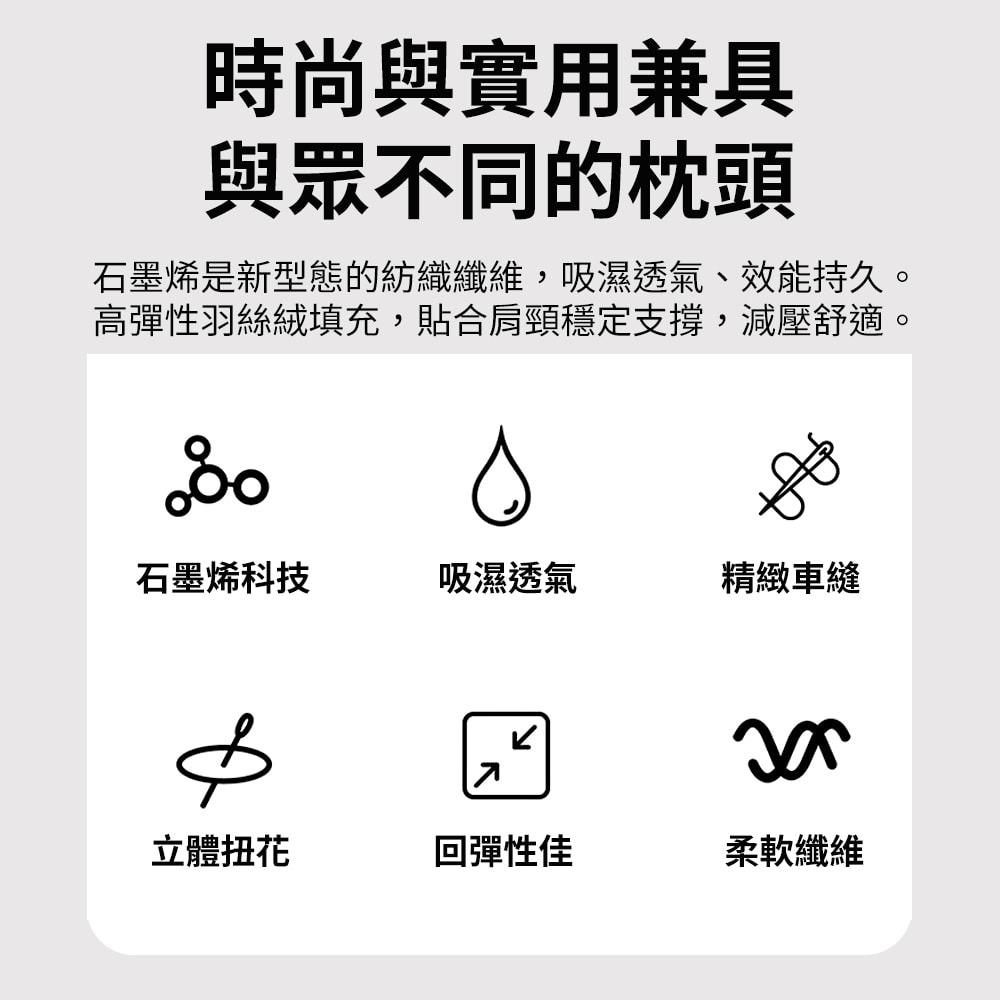 【NINO1881】買1送1 五星級石墨烯扭花立體枕(飯店枕/羽絲絨枕/石墨烯枕/枕頭)-細節圖3
