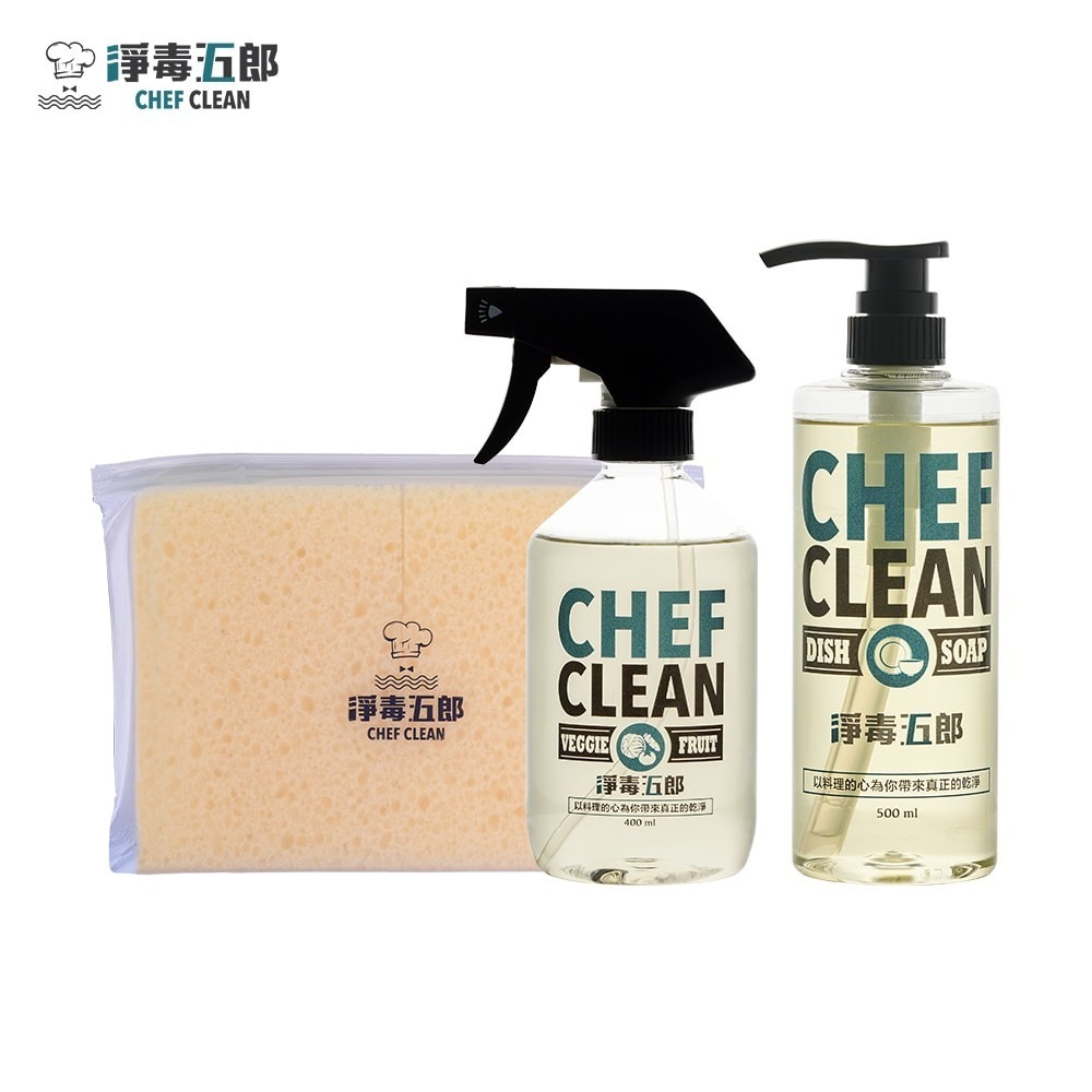 【淨毒五郎】★清潔首選組★蔬果清潔劑400ml+碗盤清潔劑500ml+重油汙清潔海綿-細節圖2