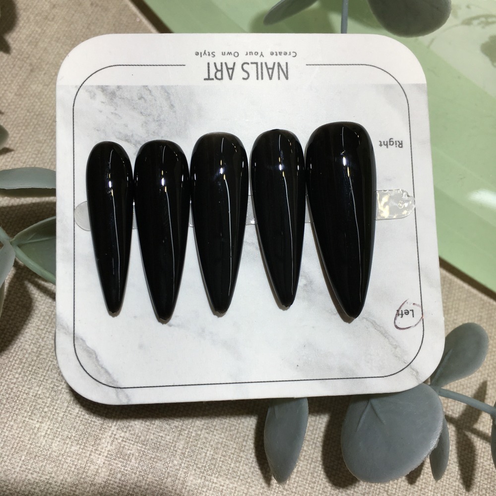 【夜繭】全黑色單色 單色穿戴甲（XS、S尺寸）-細節圖2