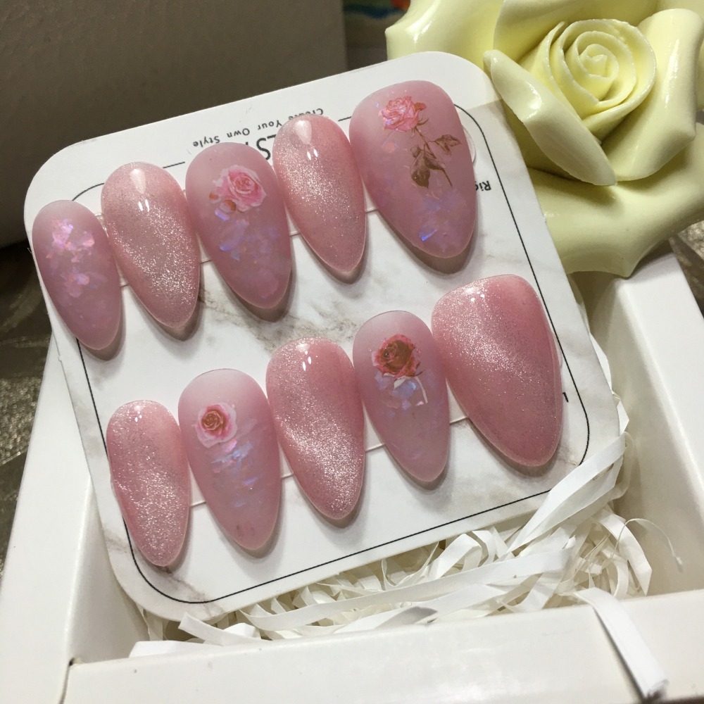 【素雅情人】 長甲限定款式穿戴甲 穿戴甲款式 造型穿戴甲 自創手工穿戴甲-細節圖3