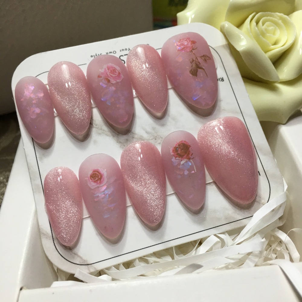 【素雅情人】 長甲限定款式穿戴甲 穿戴甲款式 造型穿戴甲 自創手工穿戴甲-細節圖4