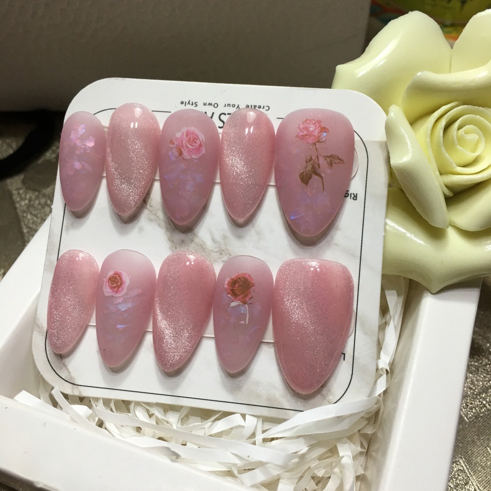 【素雅情人】 長甲限定款式穿戴甲 穿戴甲款式 造型穿戴甲 自創手工穿戴甲-細節圖5