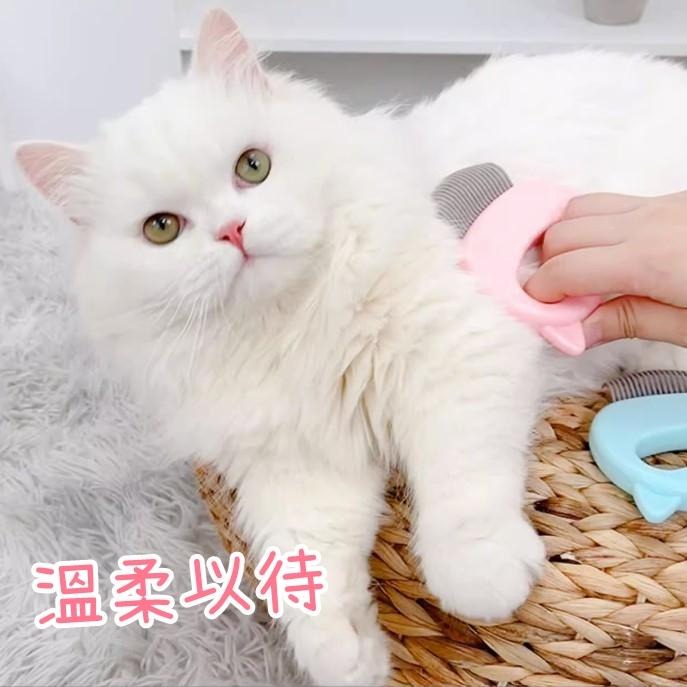 【香蕉生活館】 貓耳梳 寵物梳 寵物梳子 除毛梳 換毛梳 彈性梳 貓咪梳毛 貝殼梳 兔子梳毛 去毛梳 梳毛 針梳-細節圖7