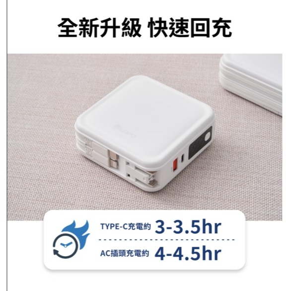 LaPO 八合一 WT-08 10000mAh 雙孔輸出多功能無線充行動電源_37Wh_具Wh標示(自帶線/磁吸Appl-細節圖6