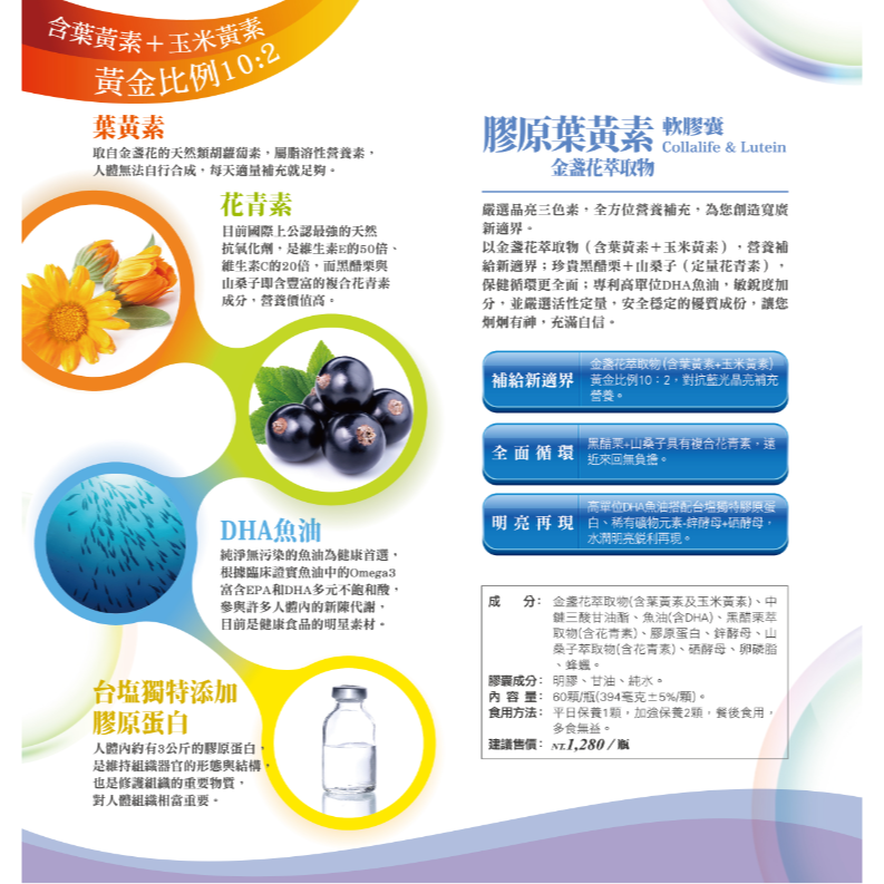 【台鹽生技】膠原葉黃素軟膠囊(60顆/瓶)-細節圖2