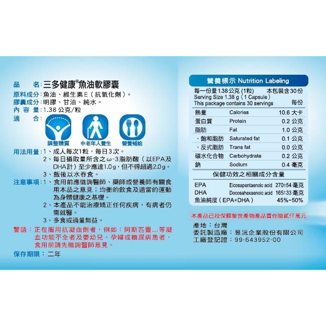 【三多】健康®魚油軟膠囊 (60粒/罐)-細節圖3
