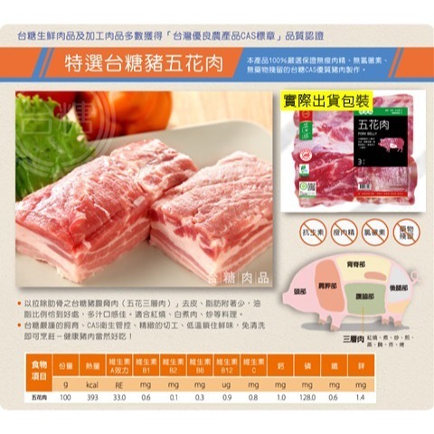 【台糖】台糖五花肉塊(去皮)3kg量販包-細節圖2
