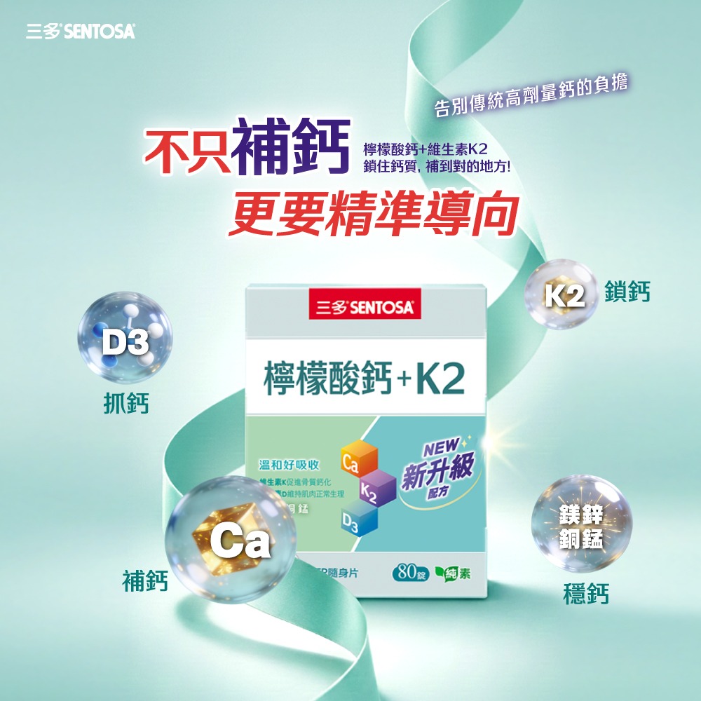 【三多】檸檬酸鈣+K2複方錠  (80錠/盒)-細節圖2