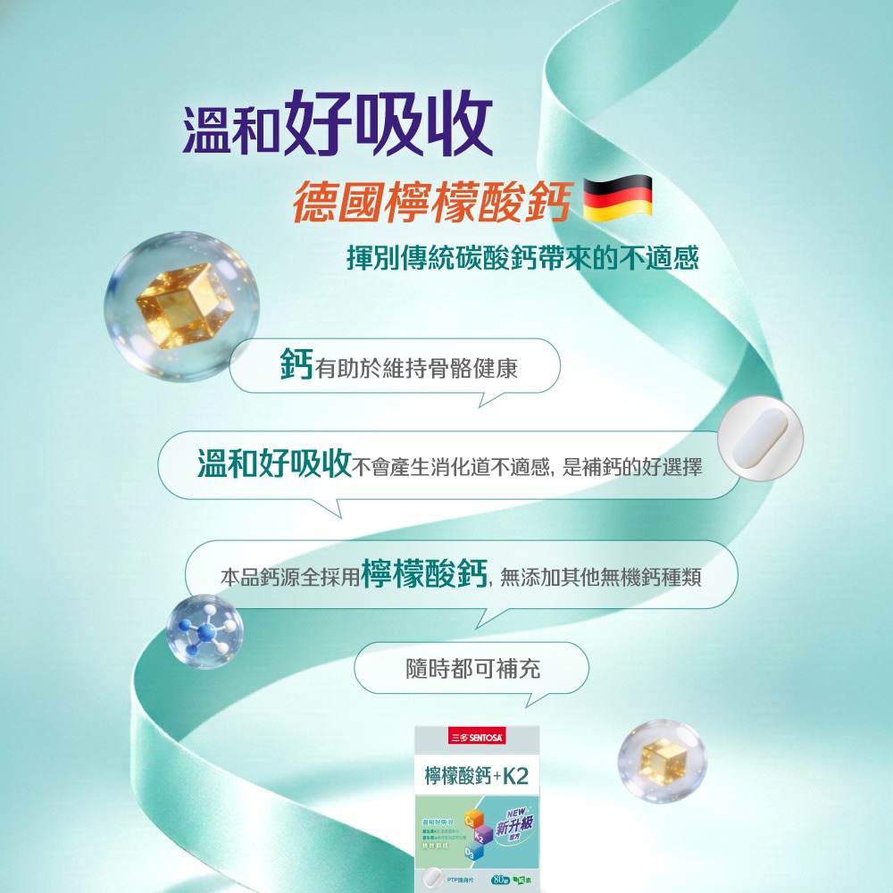 【三多】檸檬酸鈣+K2複方錠  (80錠/盒)-細節圖7