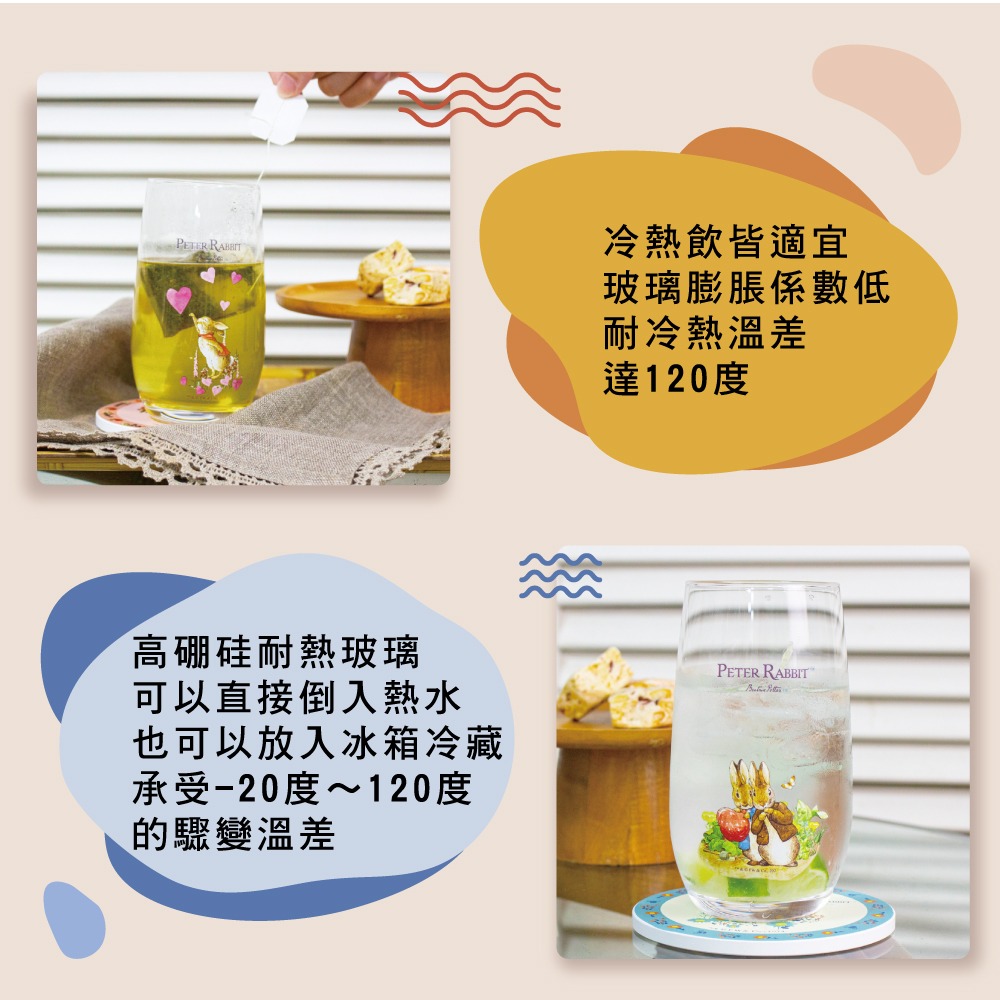 【PETER RABBIT】比得兔 耐熱玻璃冷水壺及水杯3件組＿綠野仙蹤-心心相印 玻璃水杯組 玻璃茶壺 握把玻璃壺-細節圖7