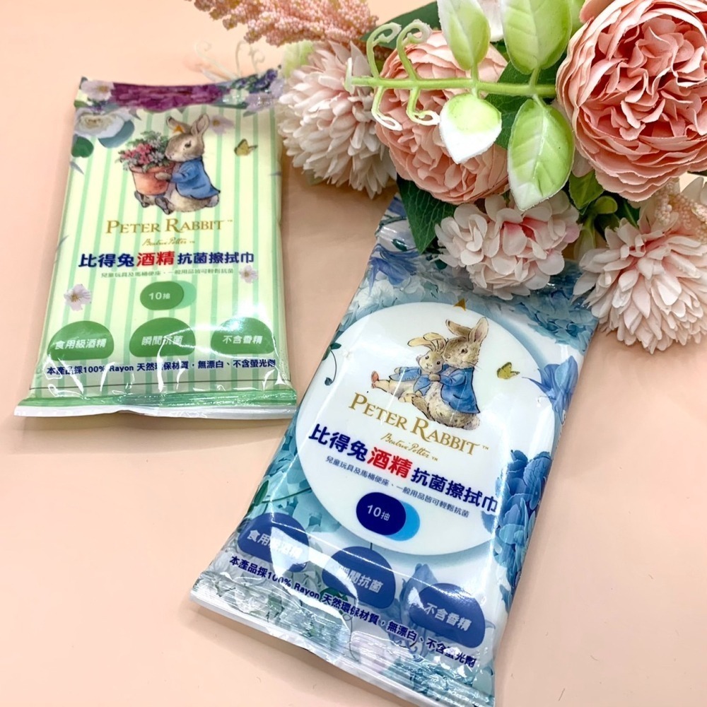 【PETER RABBIT】比得兔酒精抗菌濕紙巾-10抽 (一組10包) (包裝款式隨機出貨)-細節圖2