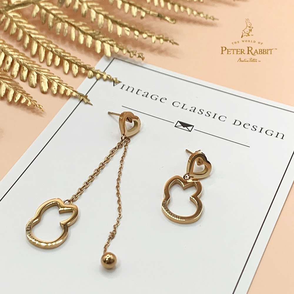 【PETER RABBIT】比得兔「戀鍊情深」耳環-玫瑰金-細節圖2