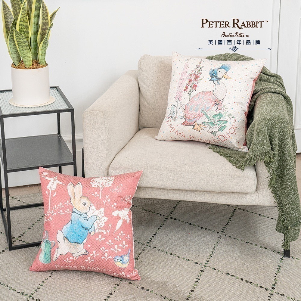 【PETER RABBIT】比得兔田園趣抱枕- 2 色可選 比得兔抱枕 抱枕 靠枕 靠墊 午安枕 沙發靠枕-細節圖3