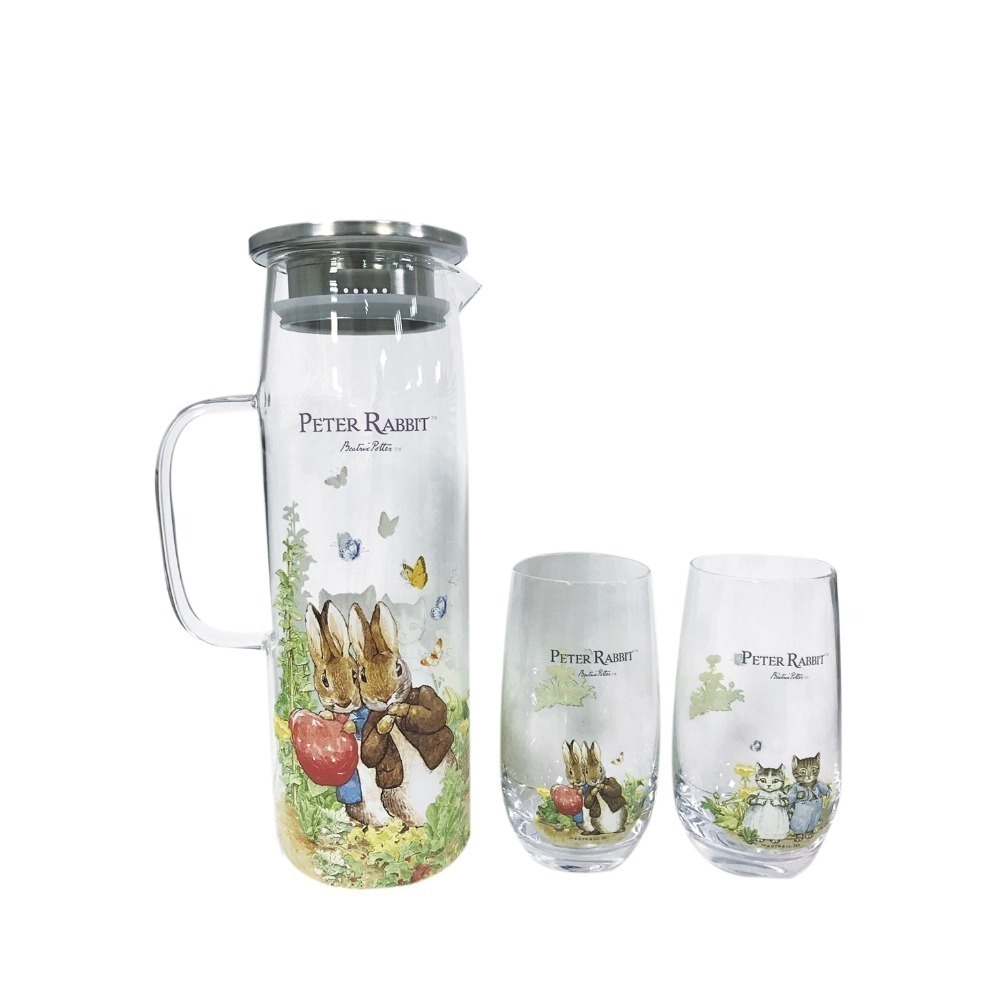 【PETER RABBIT】比得兔 耐熱玻璃冷水壺及水杯3件組＿綠野仙蹤-規格圖2