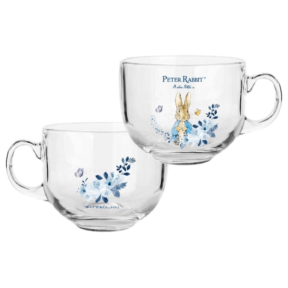 【PETER RABBIT】比得兔玻璃湯杯 - 3 款可選 ( 正版授權 )/壹組-兩個 玻璃湯杯 單耳湯杯 水杯-規格圖2