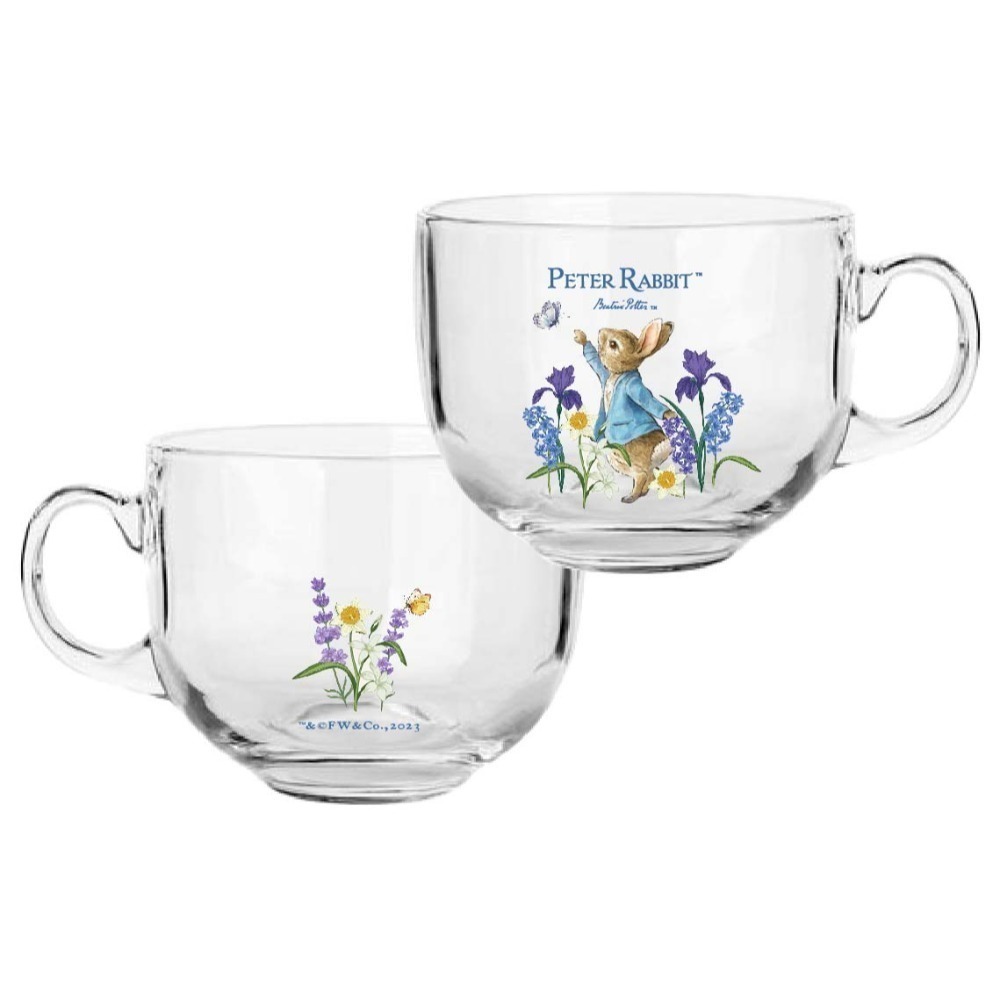 【PETER RABBIT】比得兔玻璃湯杯 - 3 款可選 ( 正版授權 )/壹組-兩個 玻璃湯杯 單耳湯杯 水杯-規格圖2