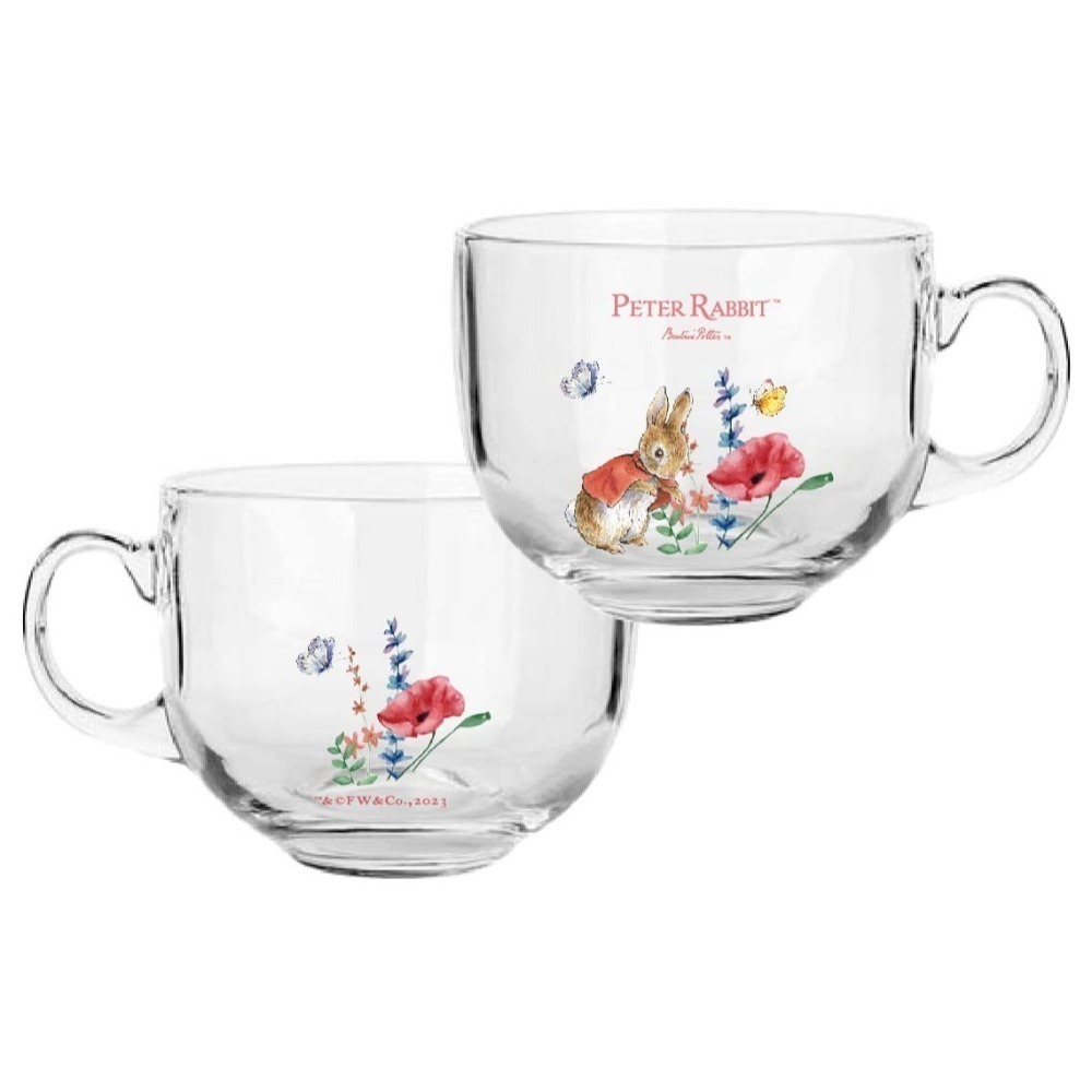 【PETER RABBIT】比得兔玻璃湯杯 - 3 款可選 ( 正版授權 )/壹組-兩個 玻璃湯杯 單耳湯杯 水杯-規格圖2