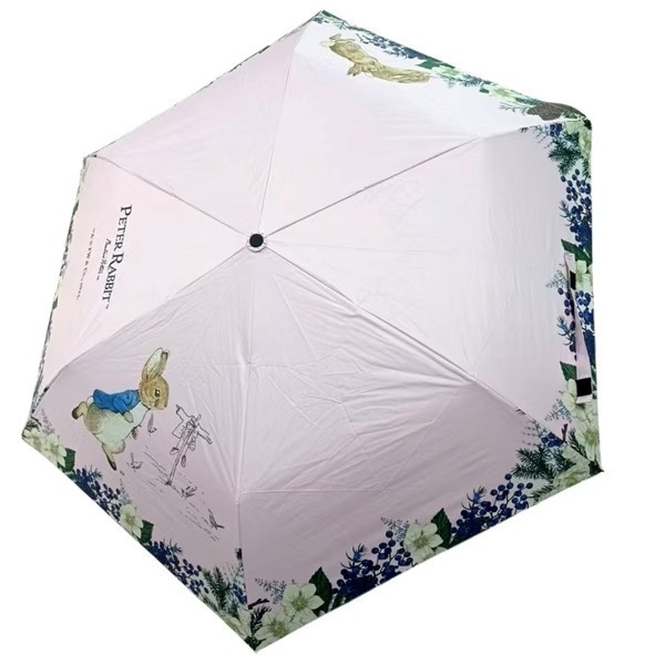 【PETER RABBIT】比得兔輕量晴雨傘 遮陽傘 雨傘 不透光 摺疊傘 晴雨傘 三折超細超輕手開傘 黑膠雨傘-細節圖3