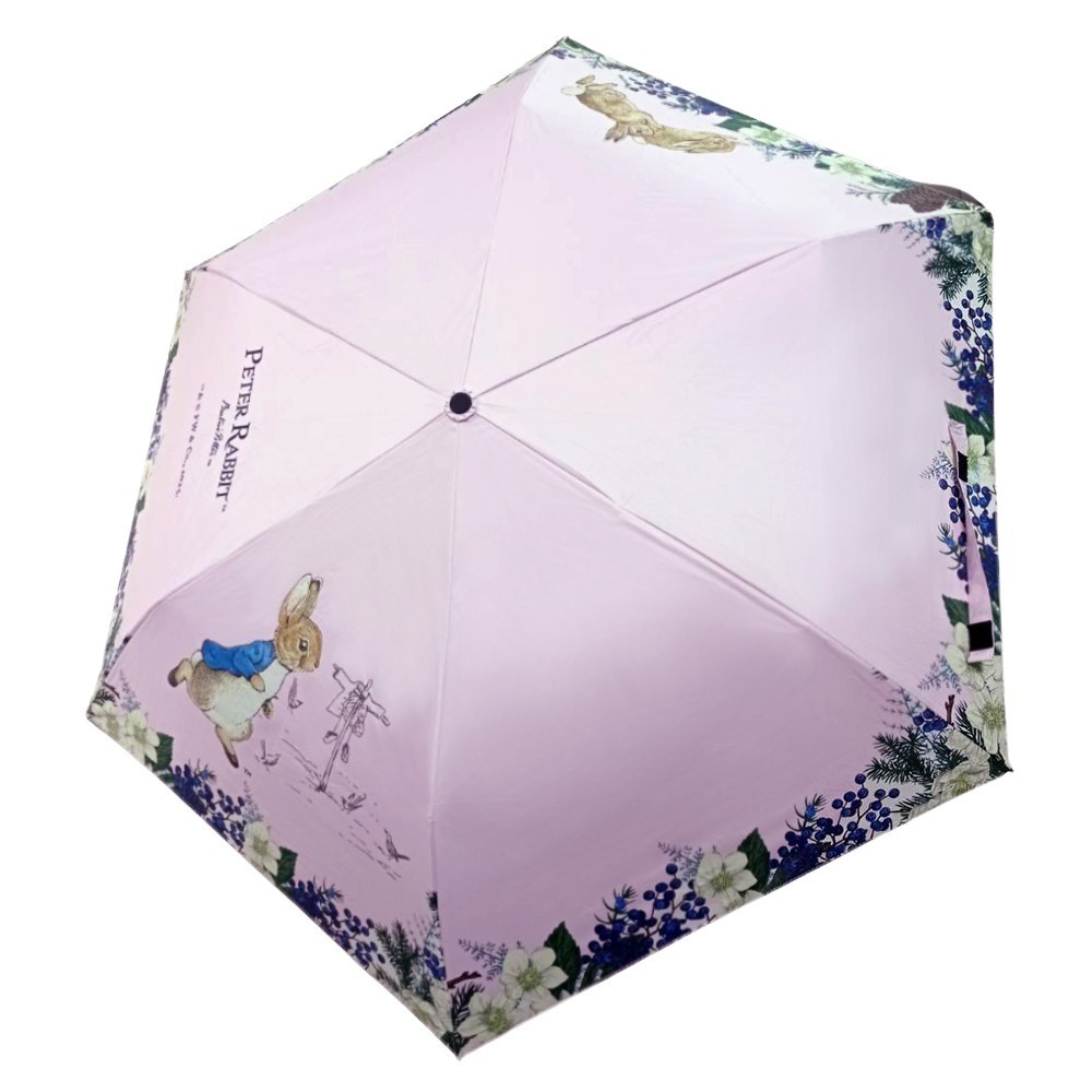【PETER RABBIT】比得兔輕量晴雨傘 遮陽傘 雨傘 不透光 摺疊傘 晴雨傘 三折超細超輕手開傘 黑膠雨傘-規格圖6