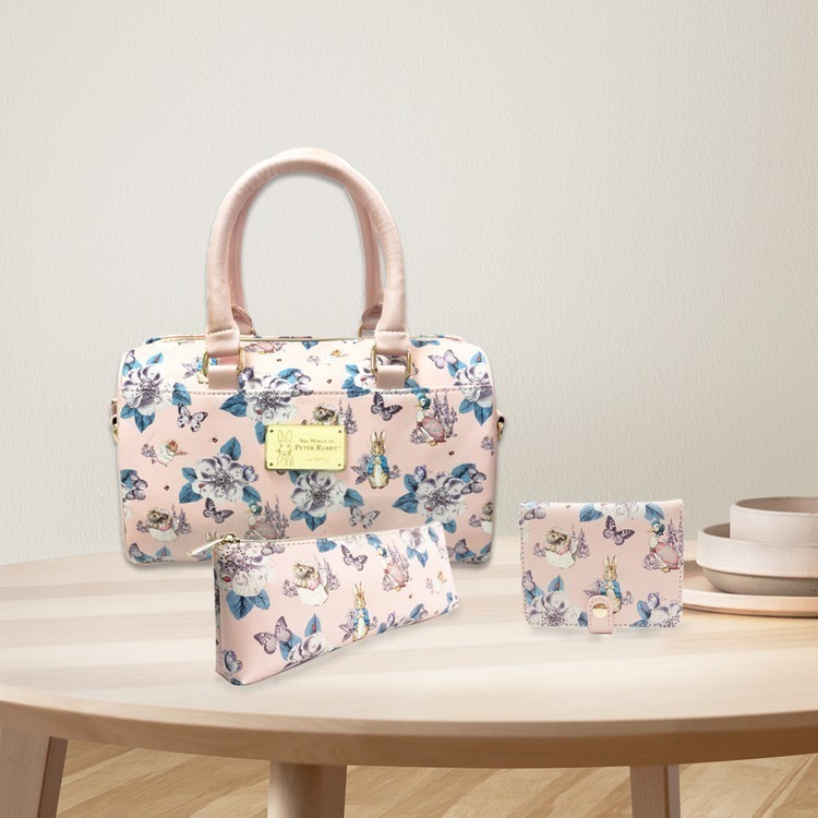 【PETER RABBIT】比得兔山茶花粉色波士頓包 手提包 肩背包 側背包-細節圖3