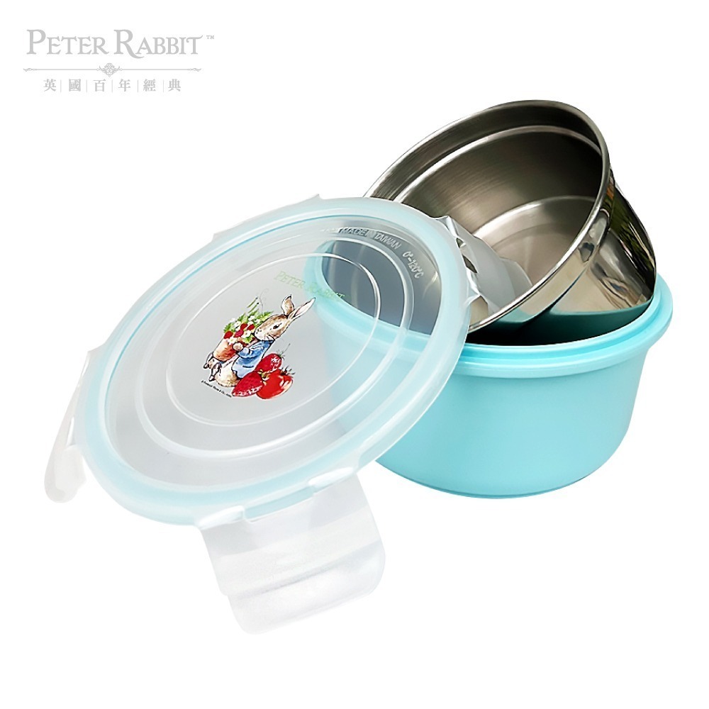 【PETER RABBIT】比得兔304不銹鋼三件式圓形保鮮盒 不銹鋼保鮮盒 便當盒 餐盒 冰箱保鮮盒 圓形保鮮盒-細節圖3