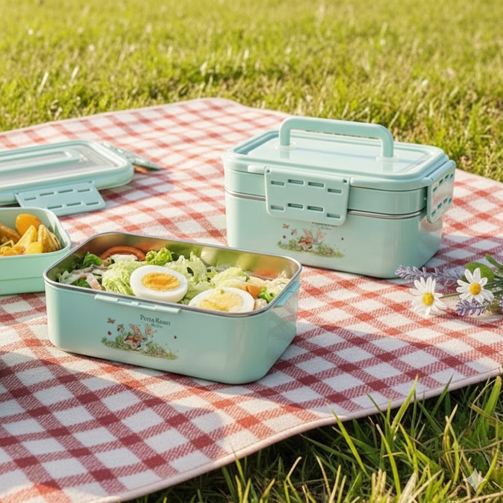 【PETER RABBIT】比得兔PR多功能扣式不銹鋼手提餐盒 R-3900P 手提便當盒 餐盒 不鏽鋼便當盒 便當盒-細節圖6