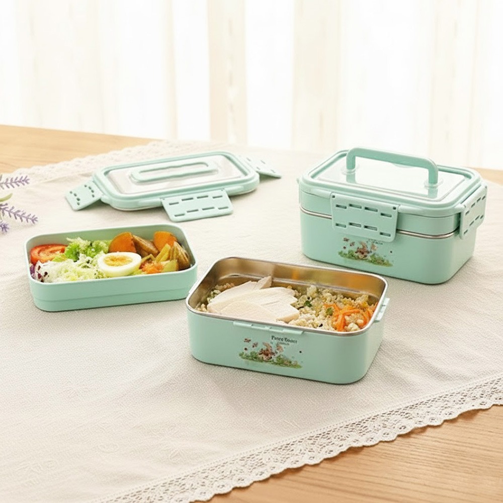 【PETER RABBIT】比得兔PR多功能扣式不銹鋼手提餐盒 R-3900P 手提便當盒 餐盒 不鏽鋼便當盒 便當盒-細節圖7