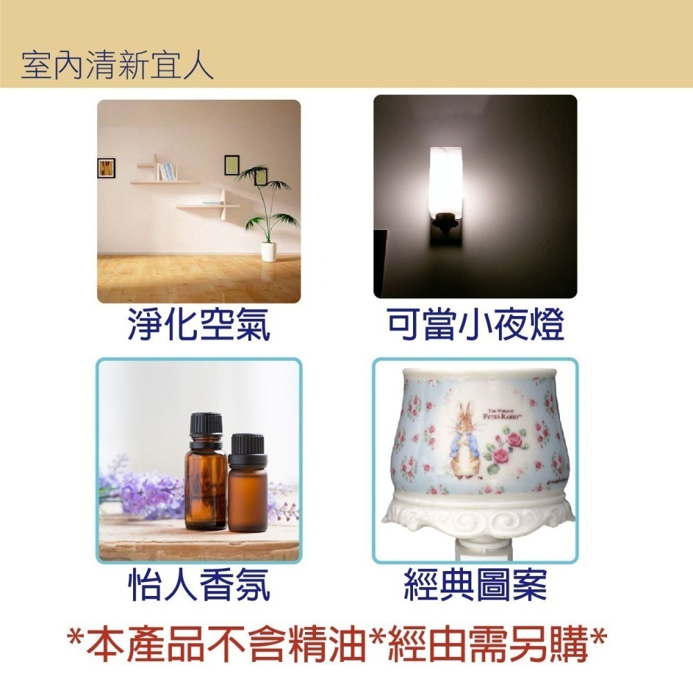 【PETER RABBIT】 比得兔第三代半圓精油燈 陶瓷小夜燈 陶瓷精油小夜燈 比得兔精油燈 床頭燈-細節圖2