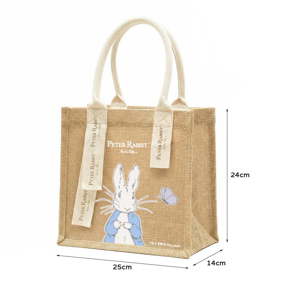 全新商品【PETER RABBIT】比得兔麻布手提袋 手提袋 購物袋 環保購物袋 手提包 通勤托特包 午餐袋 環保黃麻袋-細節圖7