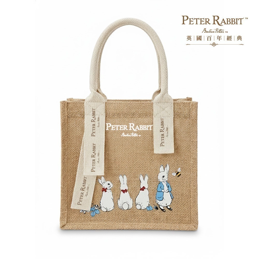 全新商品【PETER RABBIT】比得兔麻布手提袋 手提袋 購物袋 環保購物袋 手提包 通勤托特包 午餐袋 環保黃麻袋-規格圖8
