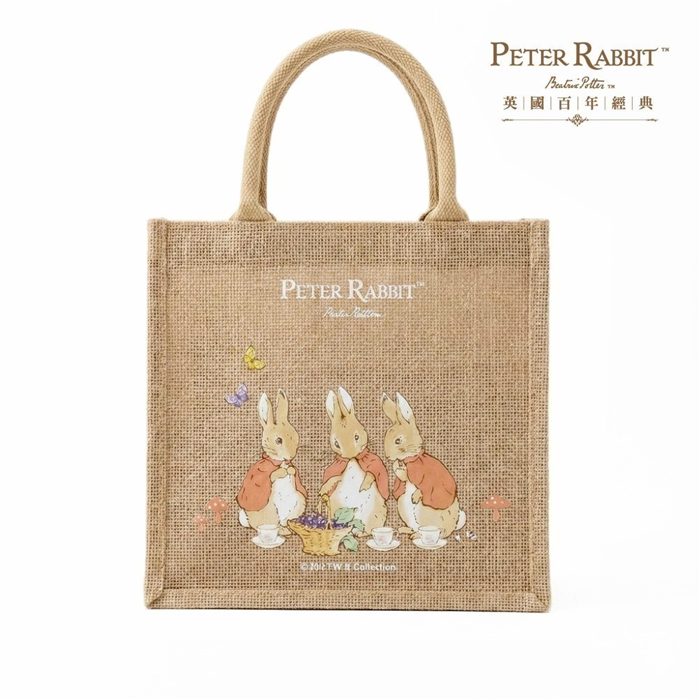 全新商品【PETER RABBIT】比得兔麻布手提袋 手提袋 購物袋 環保購物袋 手提包 通勤托特包 午餐袋 環保黃麻袋-規格圖8