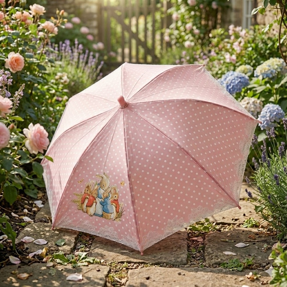 【PETER RABBIT】英國原廠授權 兒童晴雨兩用雨傘｜粉嫩童話圖案｜輕巧好拿｜適合100cm左右兒童 兒童自動雨傘-細節圖4