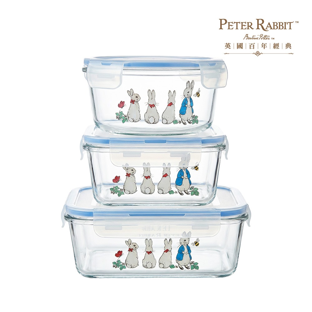 【PETER RABBIT】比得兔大容量耐熱玻璃保鮮盒系列 長方型 方型 圓型 玻璃保鮮盒 冰箱冷藏密封保鮮盒 保鮮盒-細節圖3