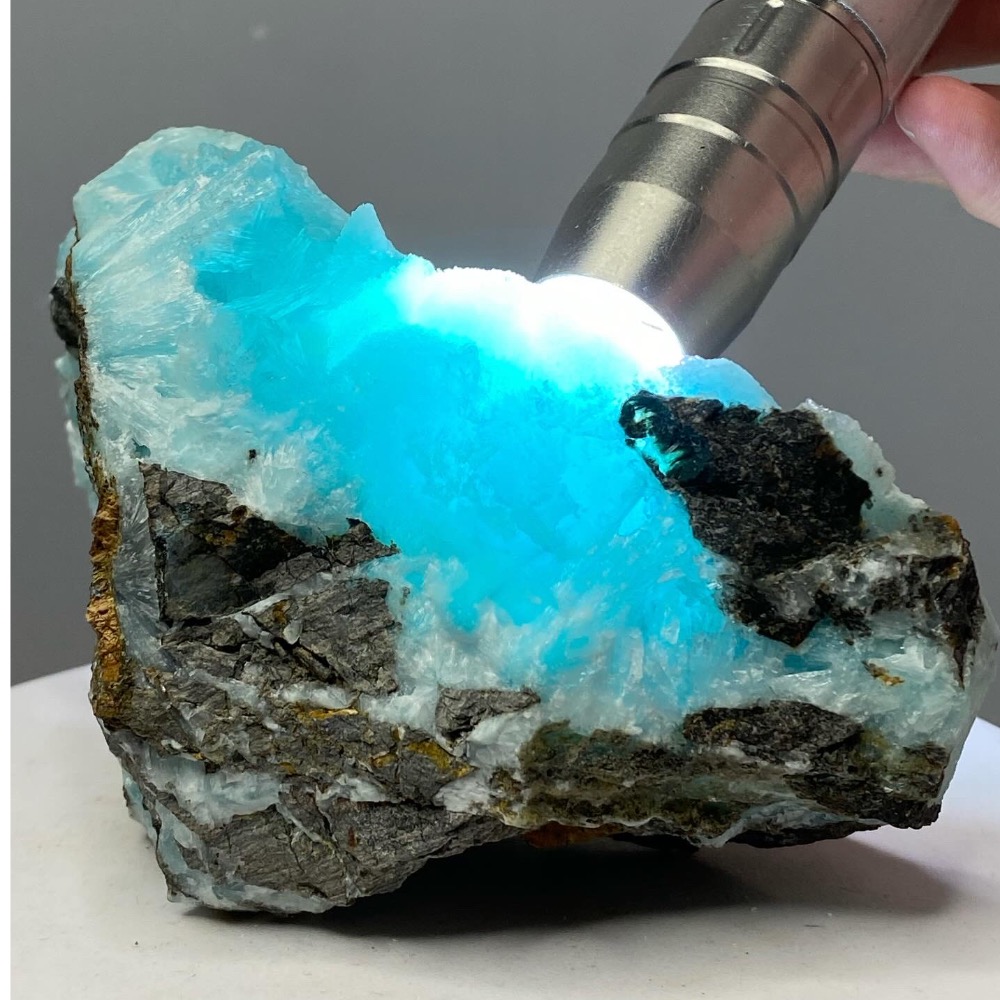 高品!!雲南星光炸毛藍紋原礦、礦標-居家、辦公室微景觀、擺件-細節圖2