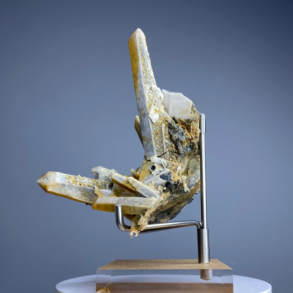 內蒙水晶二次結晶方解共生錆色磁黃鐵原礦、芒果晶簇-居家、辦公室微景觀、淨化擺件-細節圖3