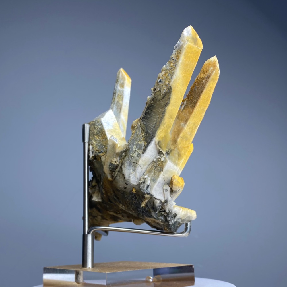 內蒙水晶二次結晶方解共生錆色磁黃鐵原礦、芒果晶簇-居家、辦公室微景觀、淨化擺件-細節圖4